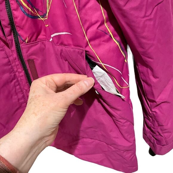 ORAGE Snowboarding ski hooded jacket girls XXL size 16 Swirls fuchsia - Picture 6 of 16